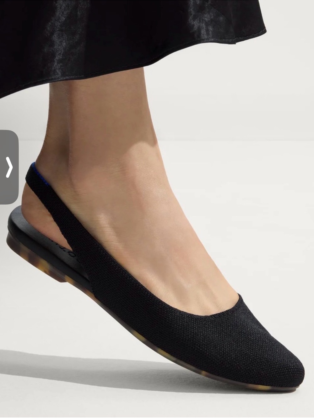 Rothy's The Almond Black Knit Slingback Flats Size 9